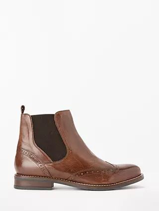 John Lewis Phoebe Brogue Detail Chelsea Boots, Brown Leather | John Lewis (UK)