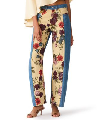 Women's The Sydnee Floral Non-Stretch Wide-Leg Jeans | Macy's