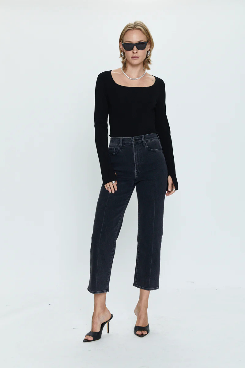 Cassie Crop Super High Rise Straight - Black Box | Pistola Denim