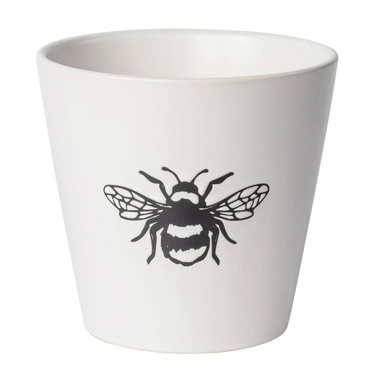 Mainstays 5.9”D x 5.51”H Round Ceramic Bumblebee Planter, White | Walmart (US)
