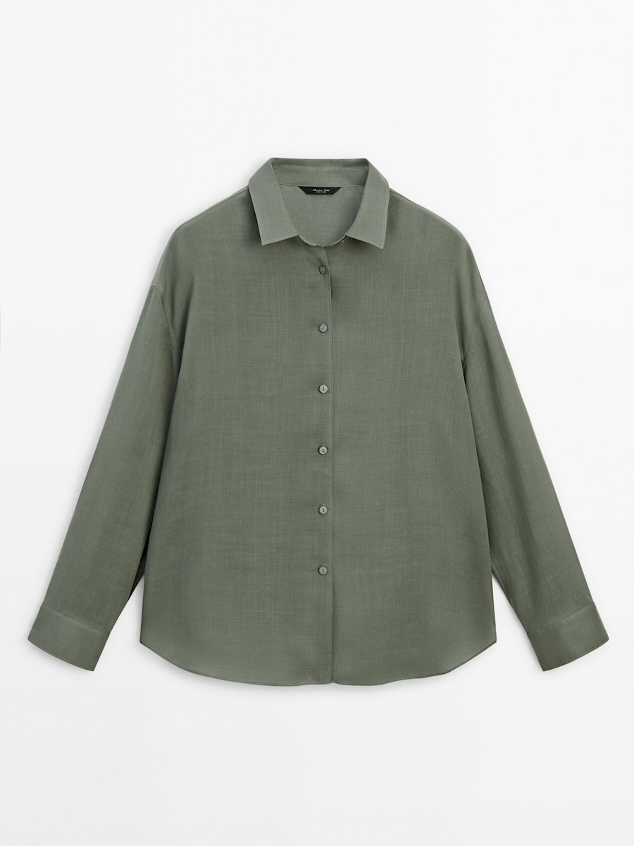 Ramie blend plain shirt | Massimo Dutti UK