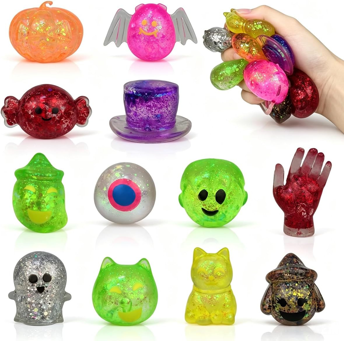 Jofan 12 Pack Halloween Stress Balls Squishy Sensory Fidget Toys for Kids Stress Relief Halloween Party Favors Halloween Treat Bags Gifts | Amazon (US)