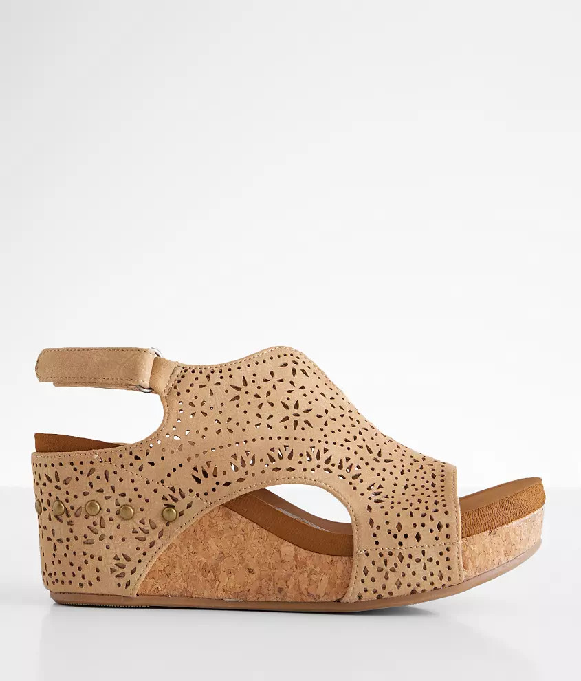 Nova Laser Cut Wedge Sandal | Buckle
