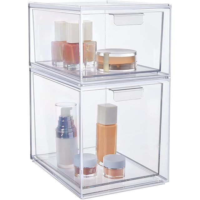 STORi Audrey Stackable Clear Plastic Organizer Drawers | 2 Piece Set | 4.5-Inches Tall | Organize... | Amazon (US)