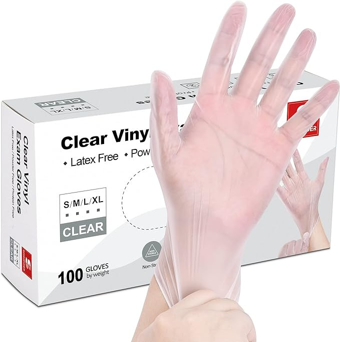 Schneider Clear Vinyl Exam Gloves, Latex-Free, Disposable Medical Gloves, Cleaning Gloves, Food S... | Amazon (US)