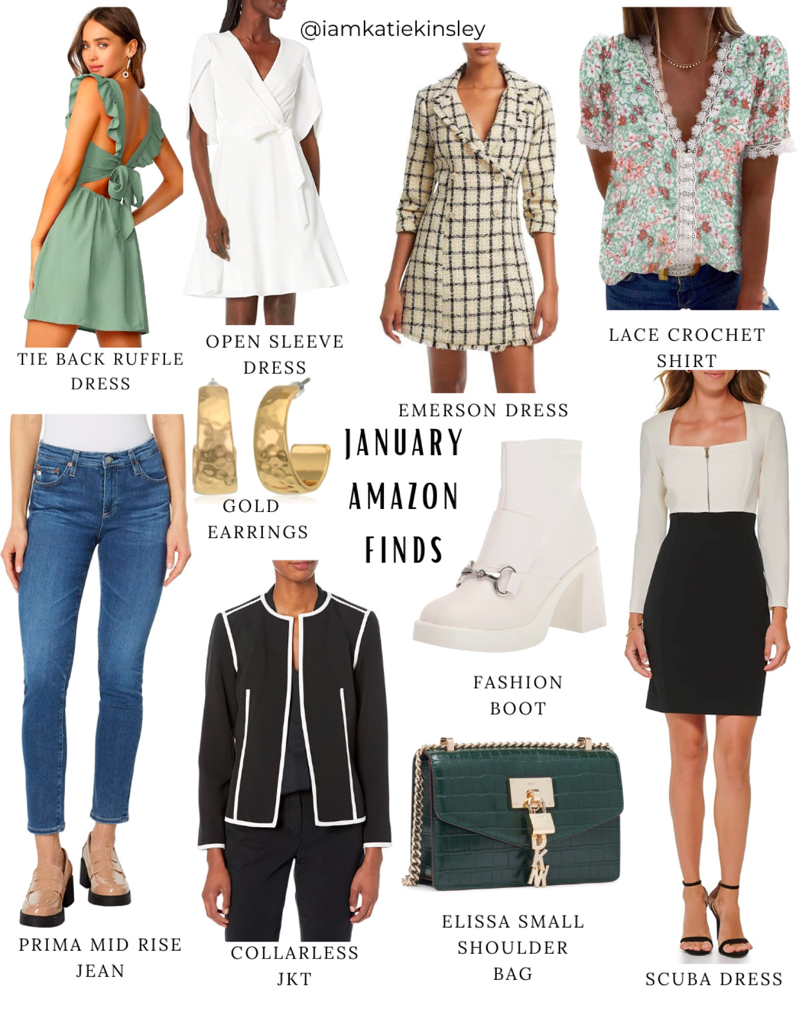A M A Z O N \ January Finds

→ NINE WEST Gold Hoop Earrings
→ YOKI Fashion Boot
→ DKNY Elissa Small Shoulder Bag
→ DKNY Long Sleeve Scuba Crepe Dress
→ LIKELY Emerson Dress
→ Romwe Tie Back Ruffle Strap A Line Fit and Flare Flowy Short Dress
→ AG Adriano Goldschmied Prima Mid Rise Cigarette Jean
→ Kasper Collarless JKT W/Binding
→ DKNY Open Sleeve Ruched Sheath Dress

#LTKstyletip #LTKFind #LTKunder100