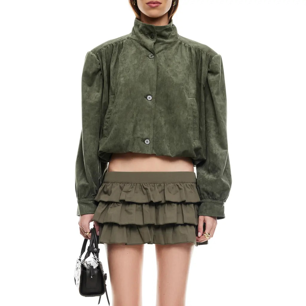 LIONESS Luminous Faux Suede Jacket in Safari at Nordstrom, Size Large | Nordstrom