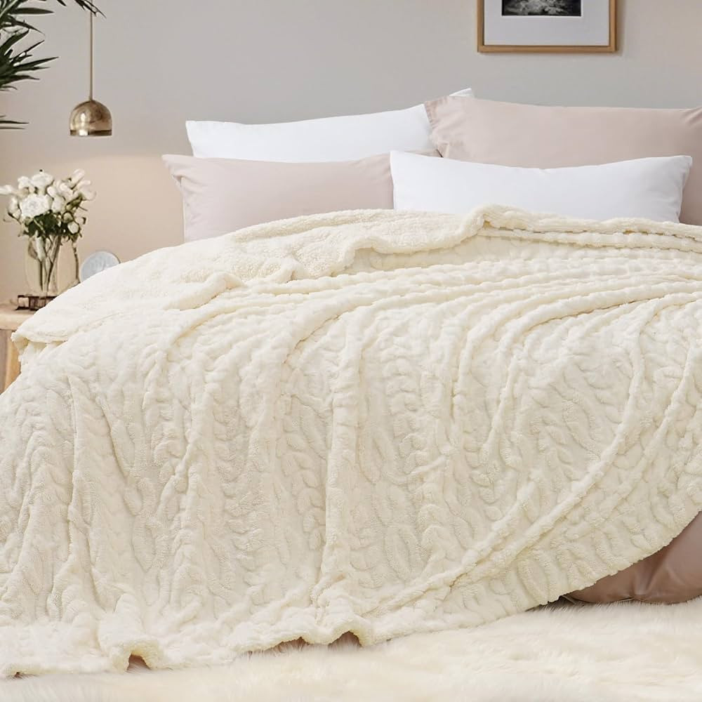 PHF Sherpa Fleece King Size Blanket, 510GSM Warm 3D Jacquard Sherpa Blanket, Fuzzy Soft Thick Bla... | Amazon (US)