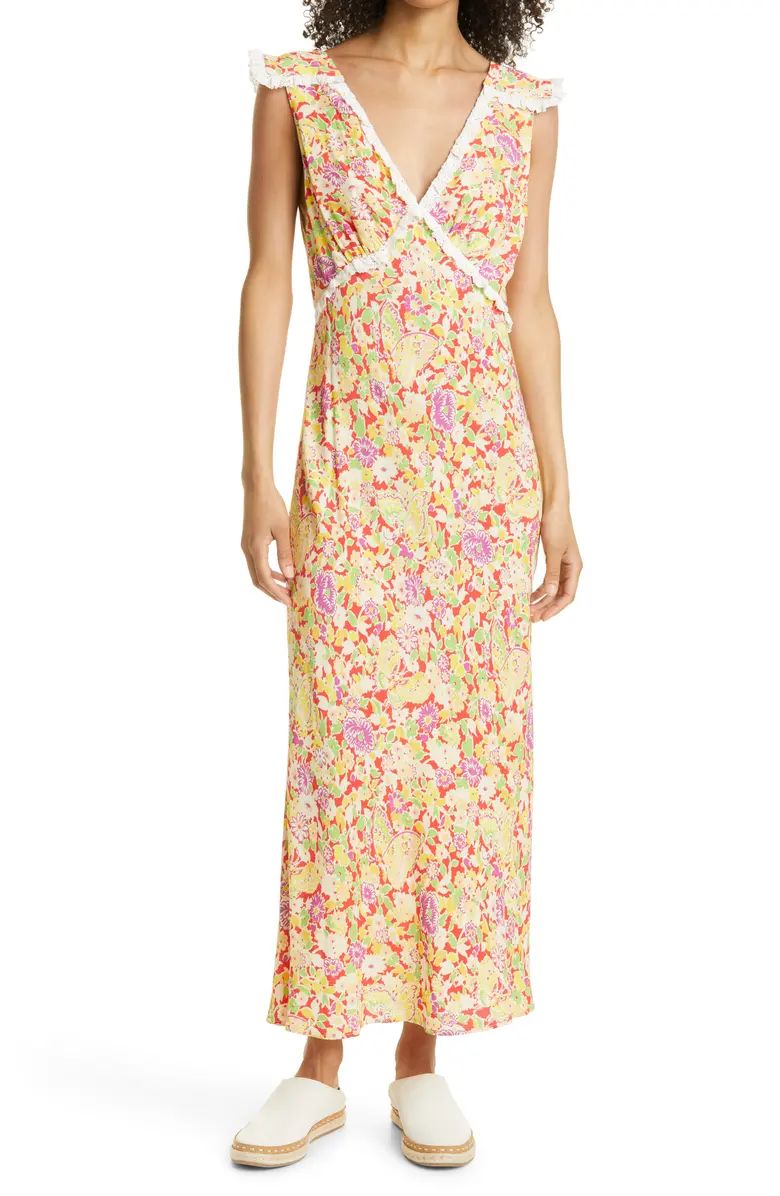 Red Summer Meadow Plunge Neck Maxi Dress | Nordstrom