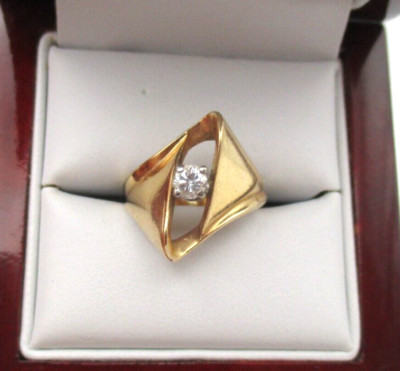 14K yellow Gold .25 CTW Diamond Solitaire Ring Size 7 [R257] | eBay US