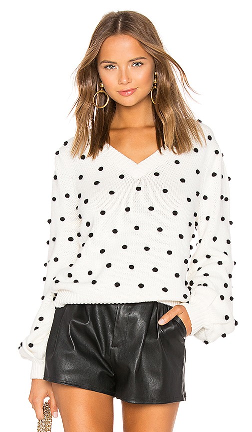 MAJORELLE Polka Dot Sweater in Ivory & Black | Revolve Clothing (Global)
