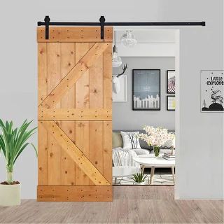 Paneled Wood Barn Door with Installation Hardware Kit - K2 Series - 38" - Briar smoke | Bed Bath & Beyond