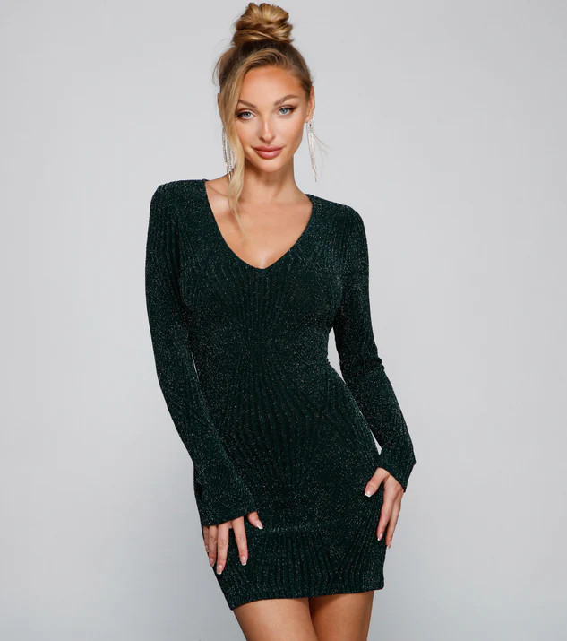 Glitzy Moment Glitter Knit Mini Dress | Windsor Stores