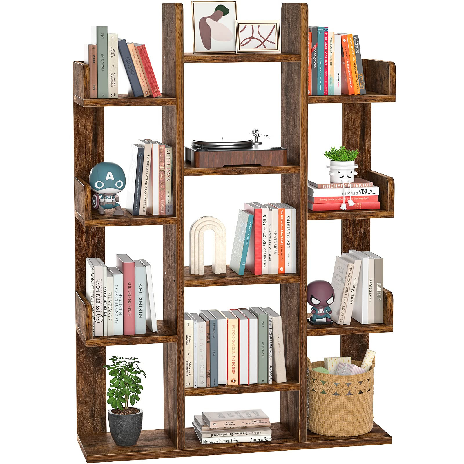 Aheaplus Bookshelf, Tree-Shaped Bookcase Storage Shelf with 13 compartments, Books Organizer Disp... | Amazon (US)