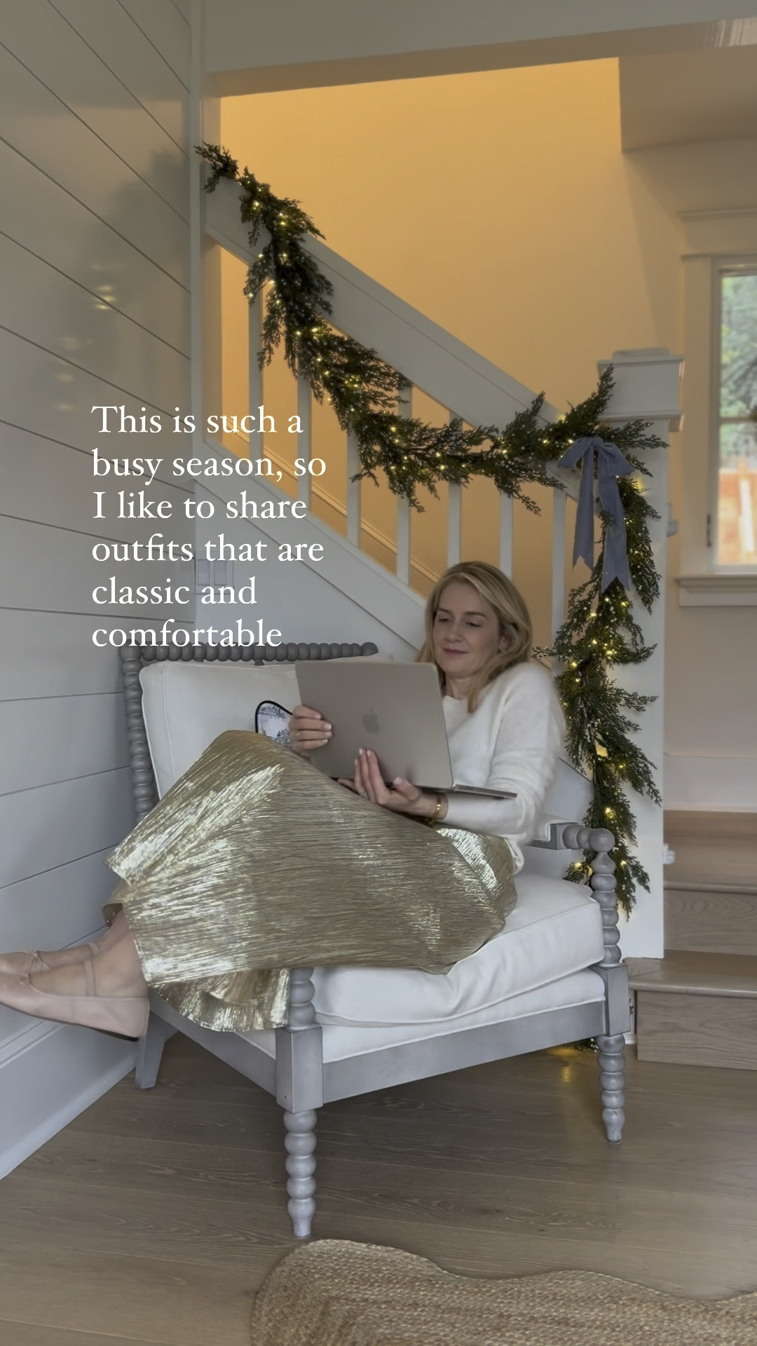 Casual outfits for the holiday season, holiday outfit, gold skirt, ski sweater, classic style, coastal style, coastal wreath, coastal garland, favorite denim, new jeans, cropped jeans, uggs, fair isle sweater, pointelle 

#LTKHoliday #LTKCyberWeek #LTKWatchNow