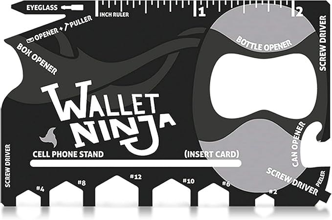 Wallet Ninja Multitool Card – 18 in 1 Credit Card Multi-Tool (Bottle Opener, Can Opener, Screwd... | Amazon (US)