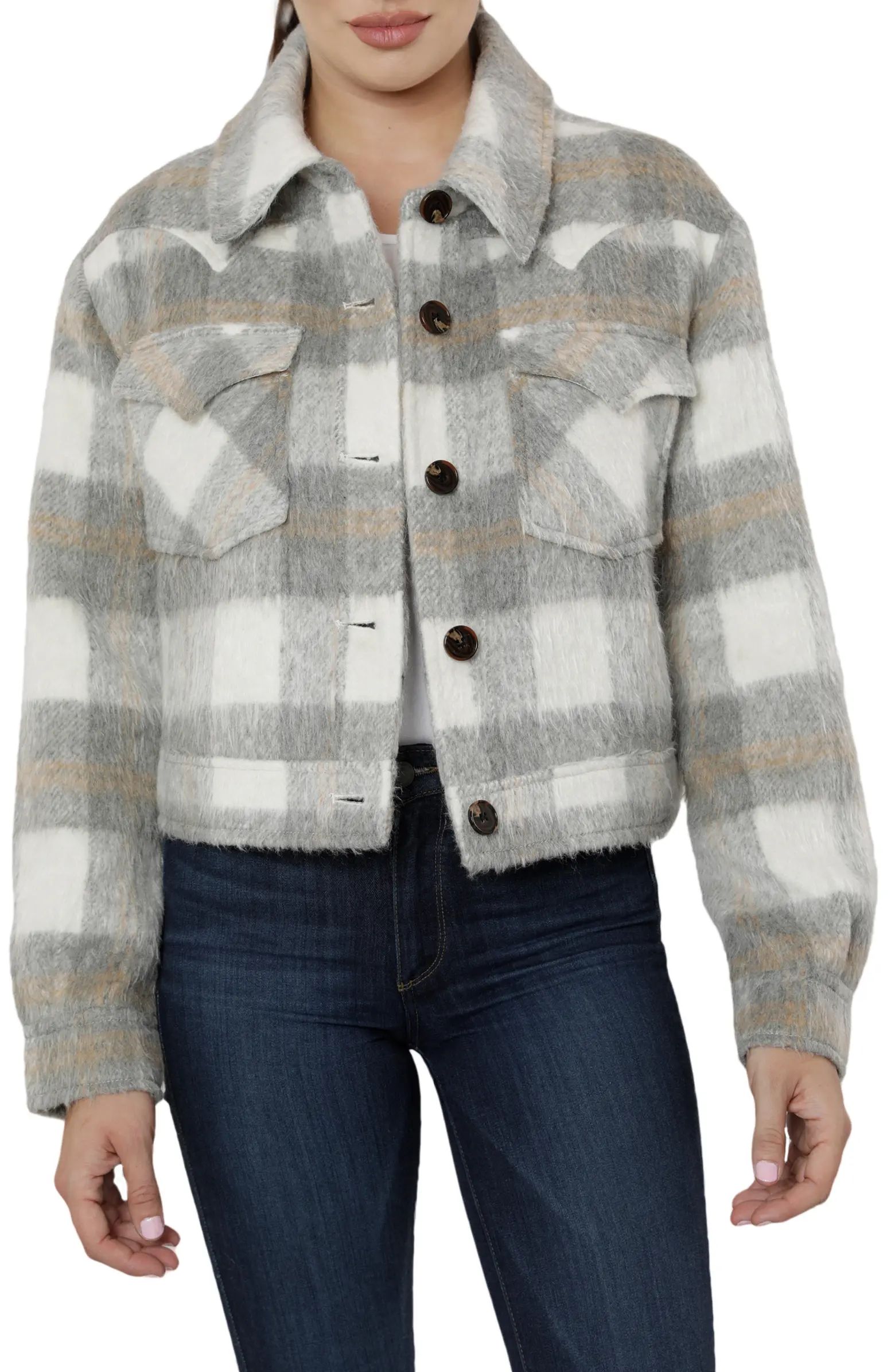 Brushed Flannel Short Shirt Jacket | Nordstrom Rack