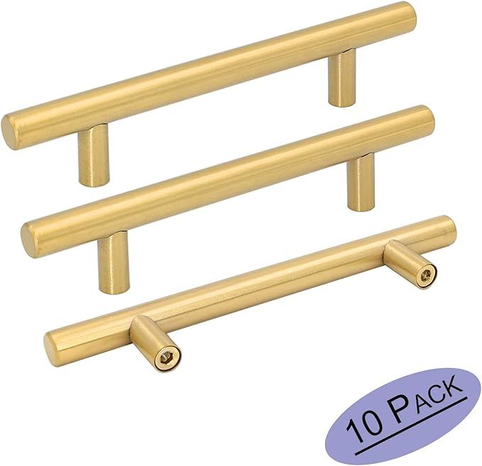 goldenwarm Kitchen Cabinet Pulls Brushed Brass - LS201GD128 Gold Hardware for Kitchen Cupboard Be... | Amazon (US)