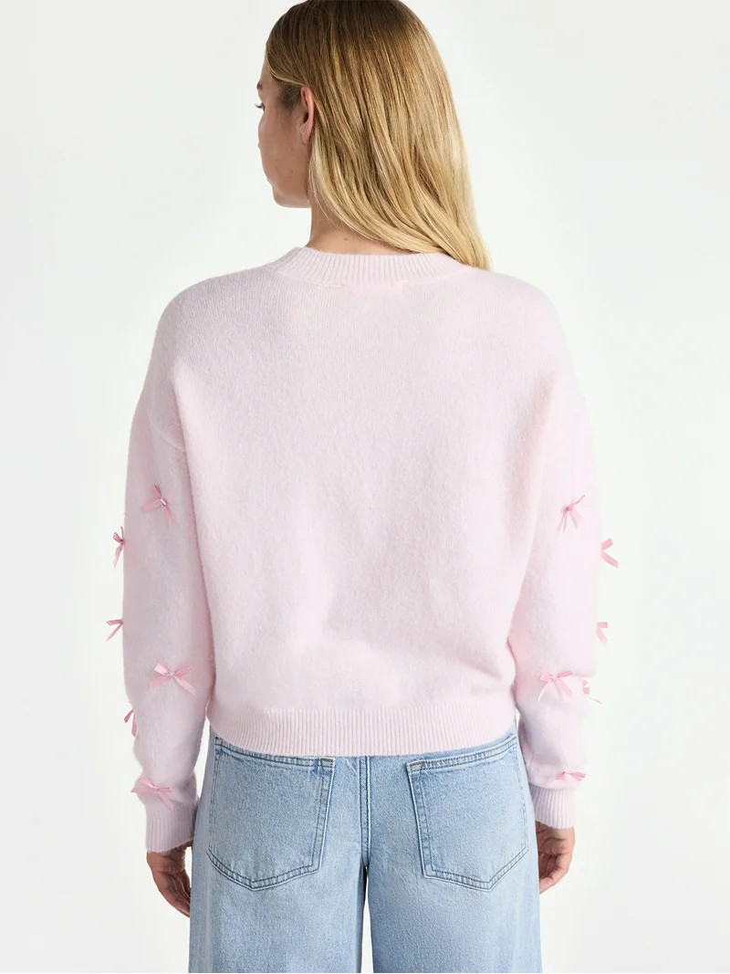 No Boundaries Bow Sweater, Lightweight, Women's | Walmart (US)