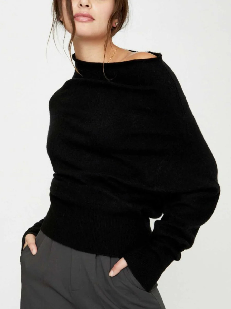 Brochu Walker Women's Cashmere Lori Off Shoulder Sweater in Crimson Red | Brochu Walker