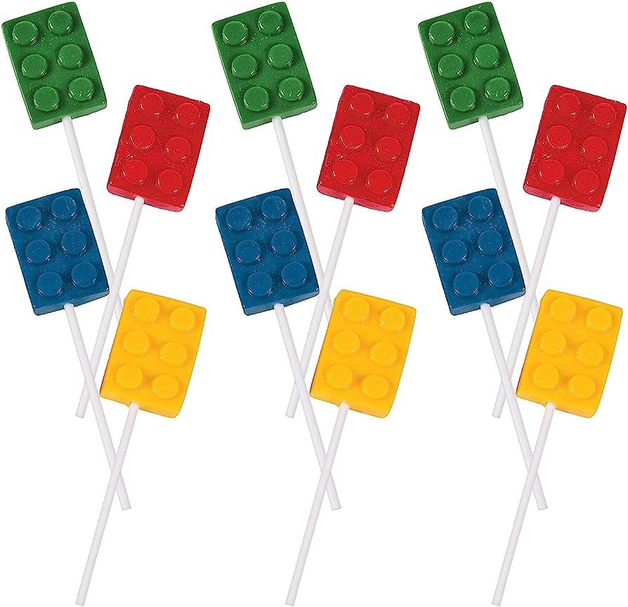 Brick Party Building Block Suckers - 12 Pack, Individually Wrapped - Game Birthday Party Candy an... | Amazon (US)