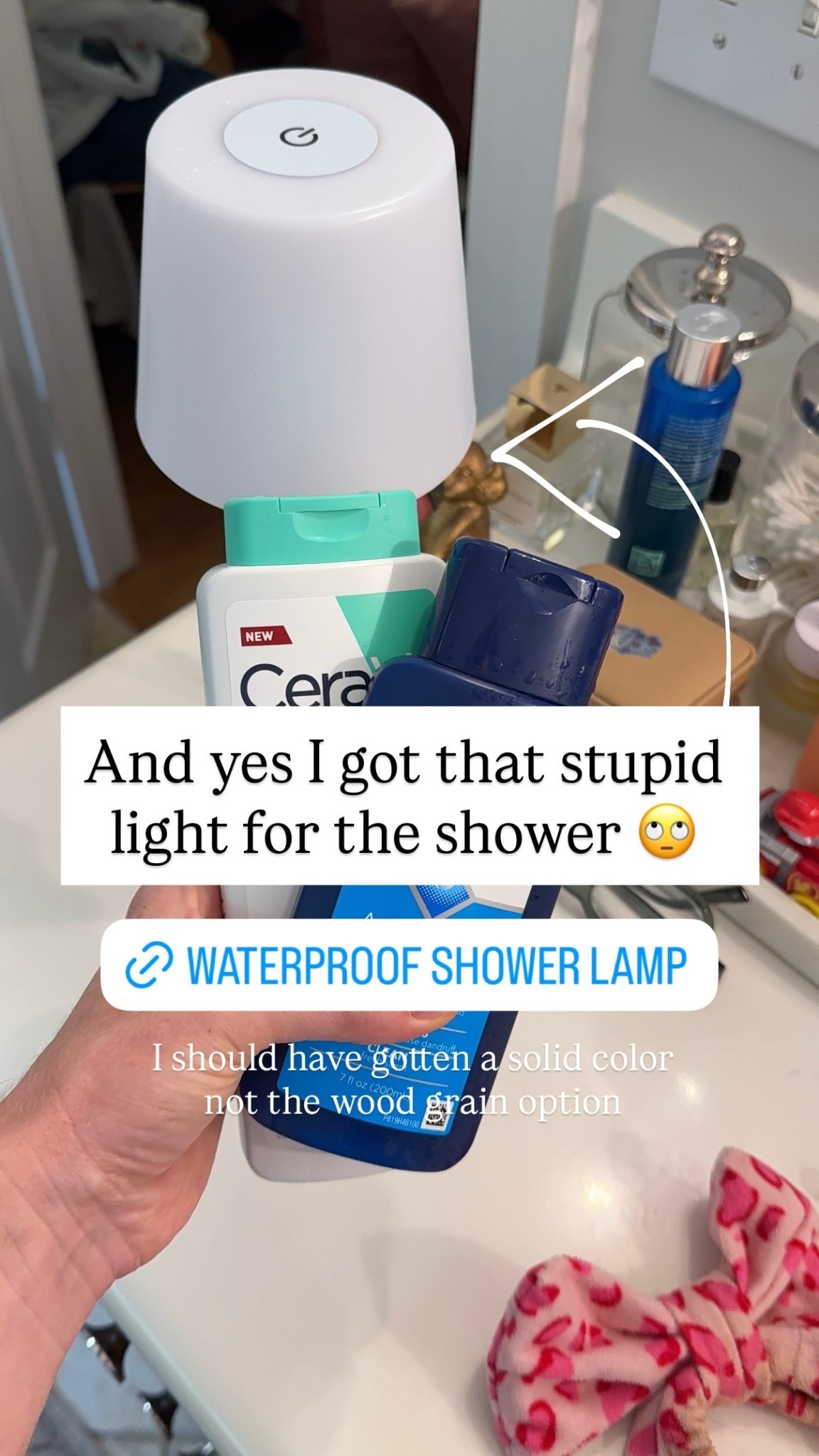 And yes I got that stupid light for the shower 🙄  I should have gotten a solid color not the wood grain option