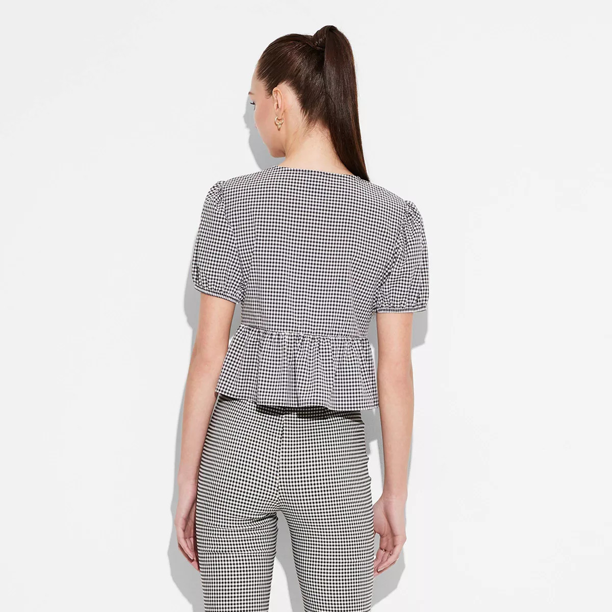 Women's Puff Sleeve Tie-Front Peplum Blouse - Wild Fable™ | Target