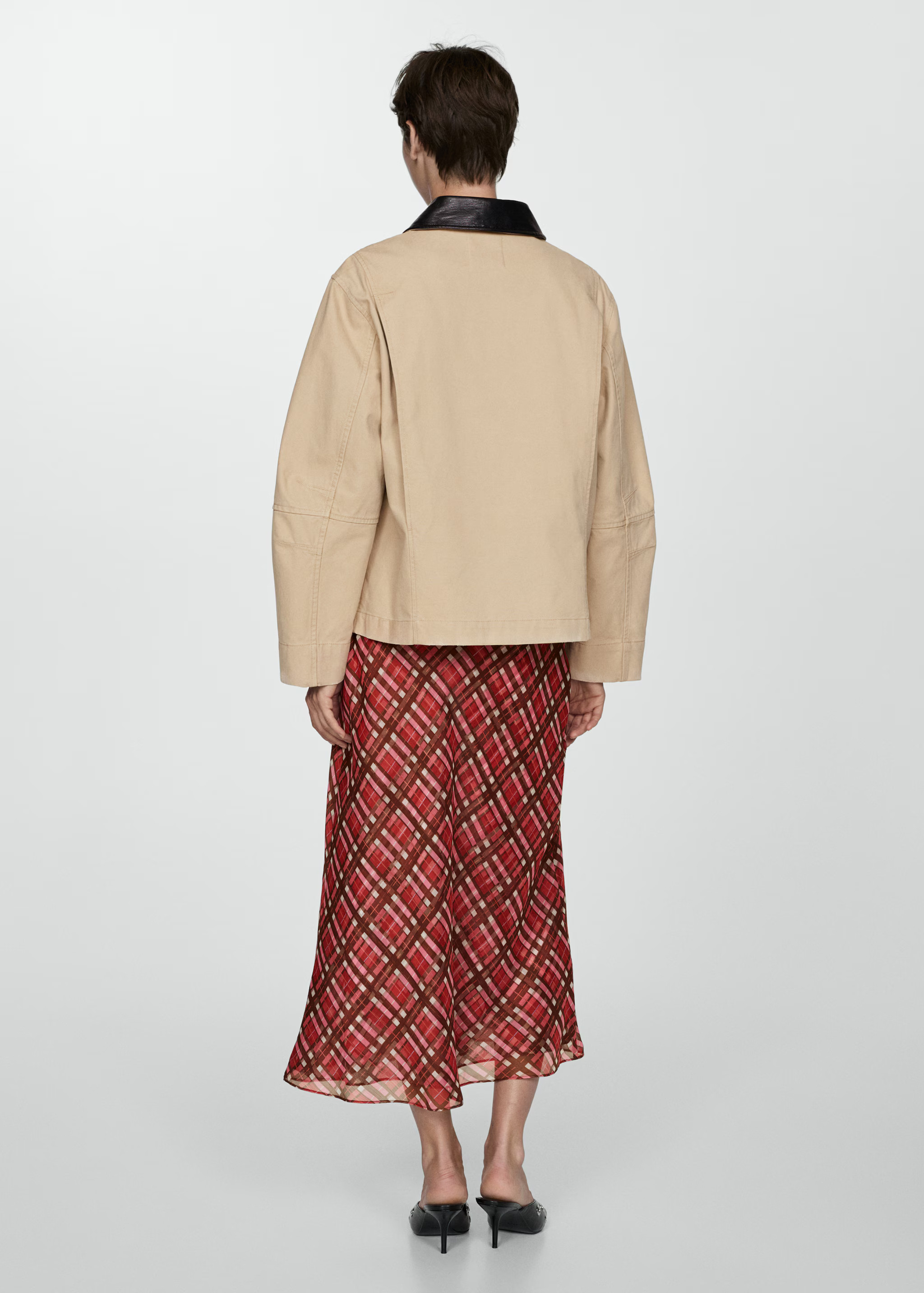 Contrast shirt-collar jacket | MANGO (US)