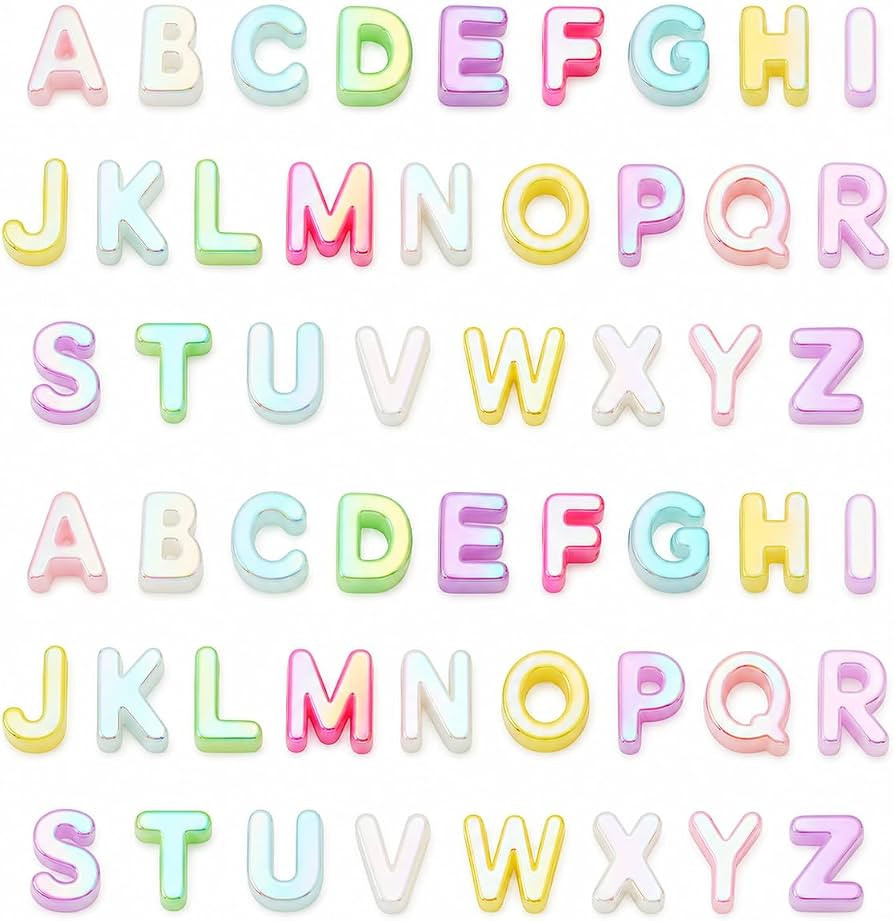 52 Pcs Chunky Acrylic Letter Beads with Big Horizontal Holes Jelly AB Finish Bubble Large Alphabe... | Amazon (US)