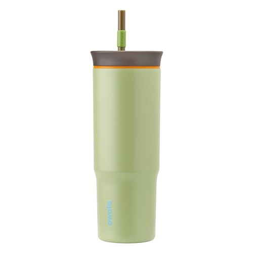Owala Stainless Steel Triple Layer Insulated Travel Tumbler with Spill Resistant Lid and Straw, BPA Free, 24 oz, Brown/Green (Brave Adventures) | Amazon (US)