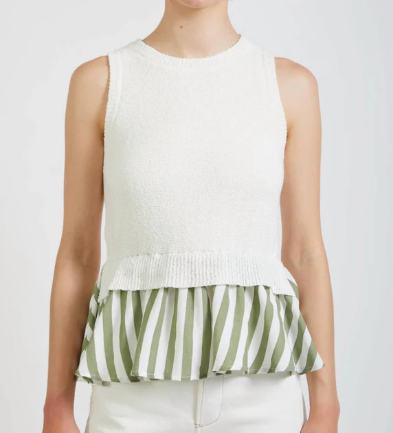 Cece Top In Sage Combo | Shop Simon