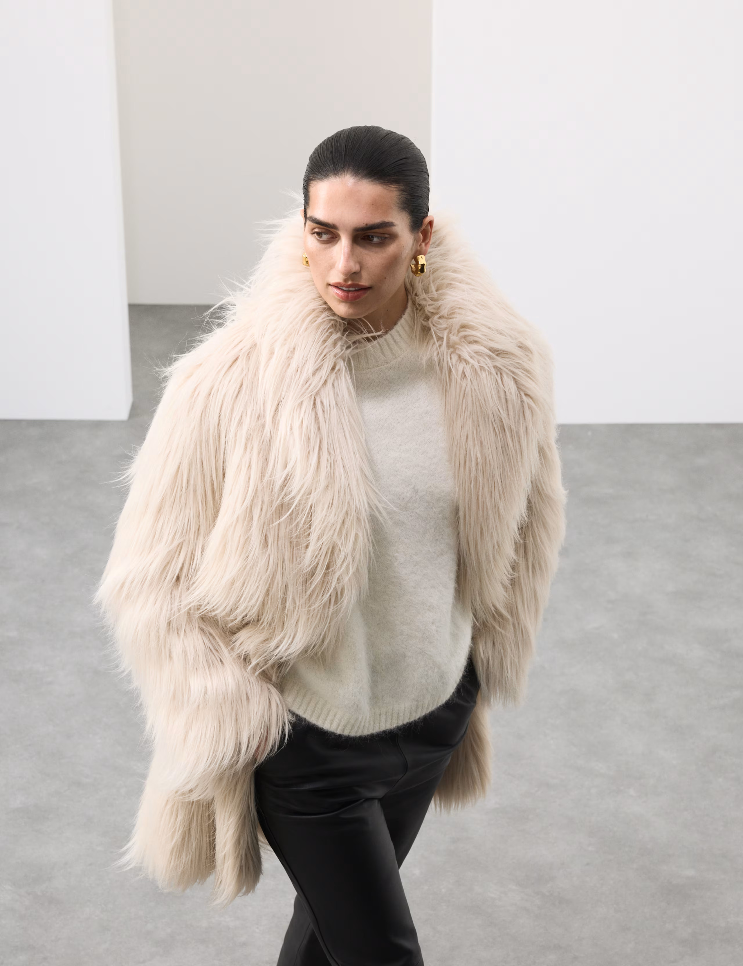 Faux Fur Collared Longline Coat | Autograph | M&S | Marks & Spencer (UK)