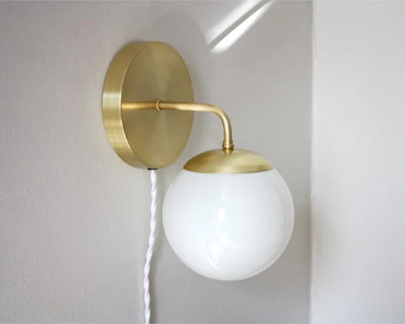 Plug In Wall Sconce  Leo  Minimalist brass bedside lamp  | Etsy | Etsy (CAD)