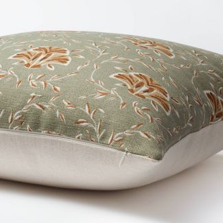 Floral Printed Square Throw Pillow Green/Brown - Threshold™ designed with Studio McGee | Target