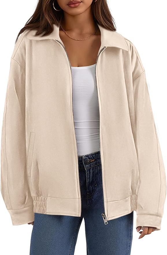 PRETTYGARDEN Women's Faux Suede Motorcycle Jacket Trendy Fall Fashion 2025 Oversized Zip Up Coats... | Amazon (US)