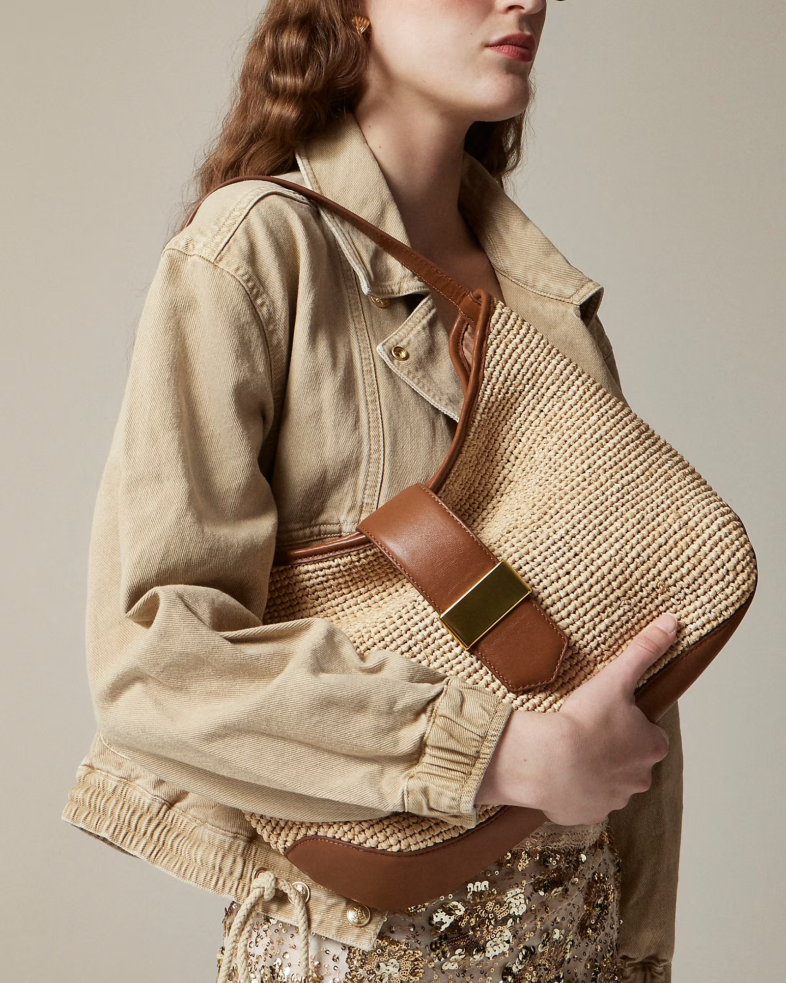 Berkeley shoulder bag in handknotted straw | J. Crew US