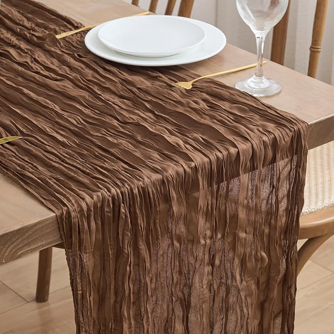 Asee'm Cheesecloth Table Runner 120 Inches Long Brown Boho Gauze Cheese Cloth Runner 10FT Rustic ... | Amazon (US)