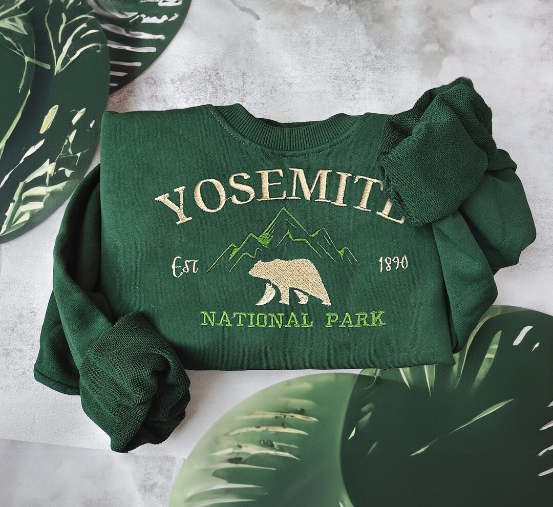 Yosemite National Park Embroidered Crewneck-embroidered - Etsy | Etsy (US)
