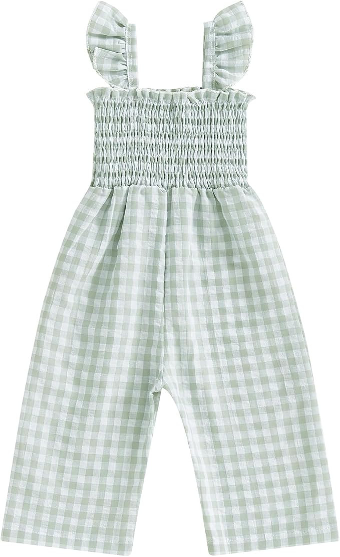 Infant Kids Summer Clothes Toddler Baby Girl Romper Jumpsuit Overall Pants Plaid Sleeveless Ruffl... | Amazon (US)