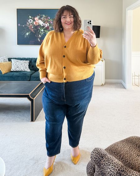 Trying to do better about wearing pants that aren't activewear 🤷🏻‍♀️ love this custard sweater (comes in many colors in sizes 00-40) and ultra high rise plus size jeans. 

#LTKplussize #LTKover40