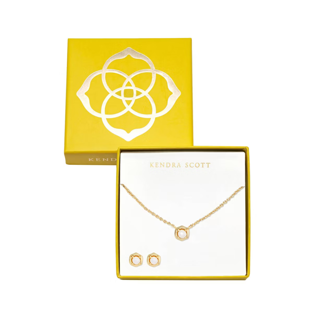Kendra Scott Leisel Mother of Pearl Stud Earrings Set and Pendant Necklace - Gold | Target