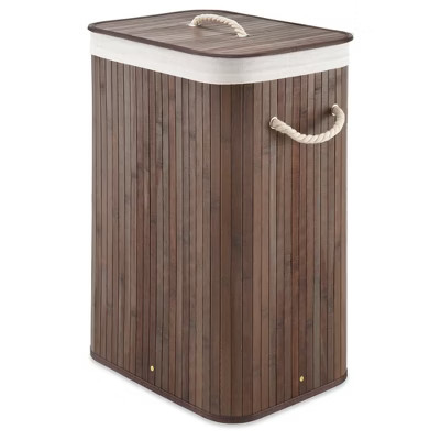 Whitmor Rectangular Dark Bamboo Hamper with Rope Handles | Target