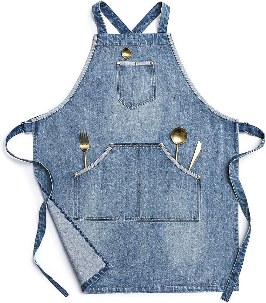 Jeanerlor - Cotton Denim Apron for Women and Men Hairstylist Adjustable S to XL | Amazon (US)