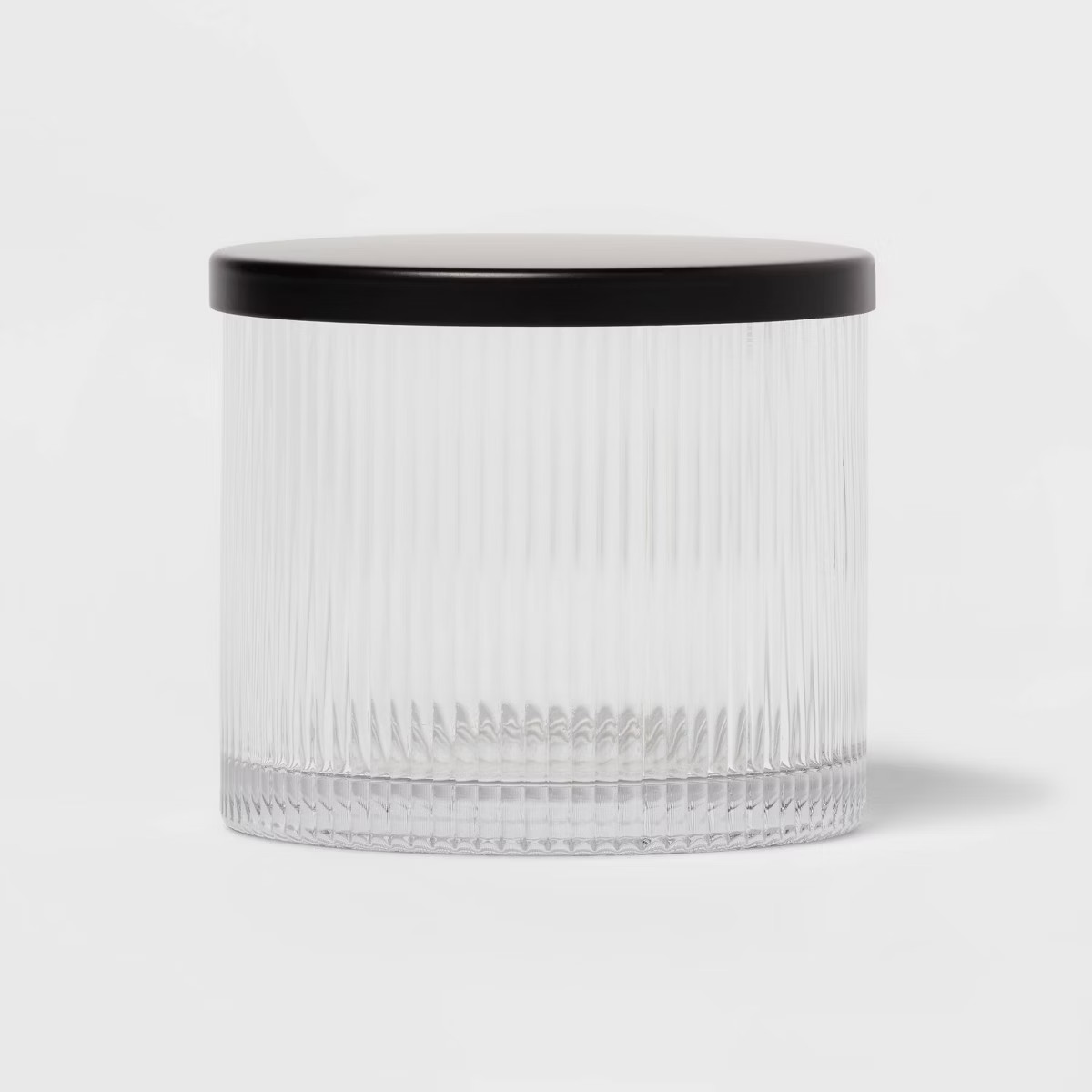 Ribbed Glass Canister Black - Threshold™: Metal Lid, Clear Bathroom Jar, Easy to Clean | Target
