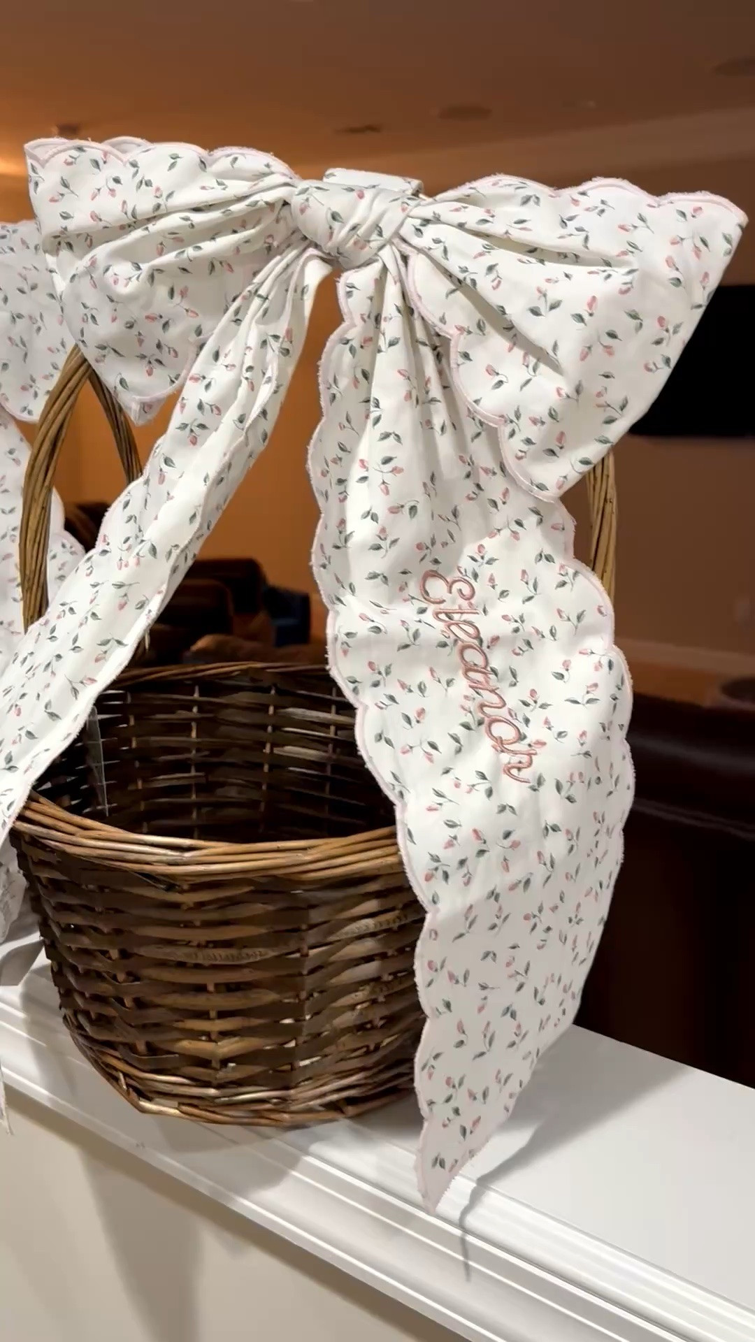 Personalized Easter basket 
Basket is from Michael’s
Bows are pottery barn 