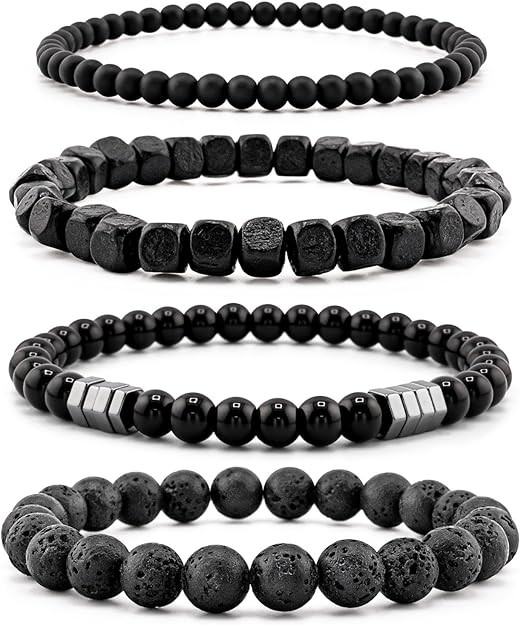 Men’s Bracelet Set Multi - Tiger Eye/Matte Agate/Lava Rock Gifts for Birthday/Anniversary/Chris... | Amazon (US)