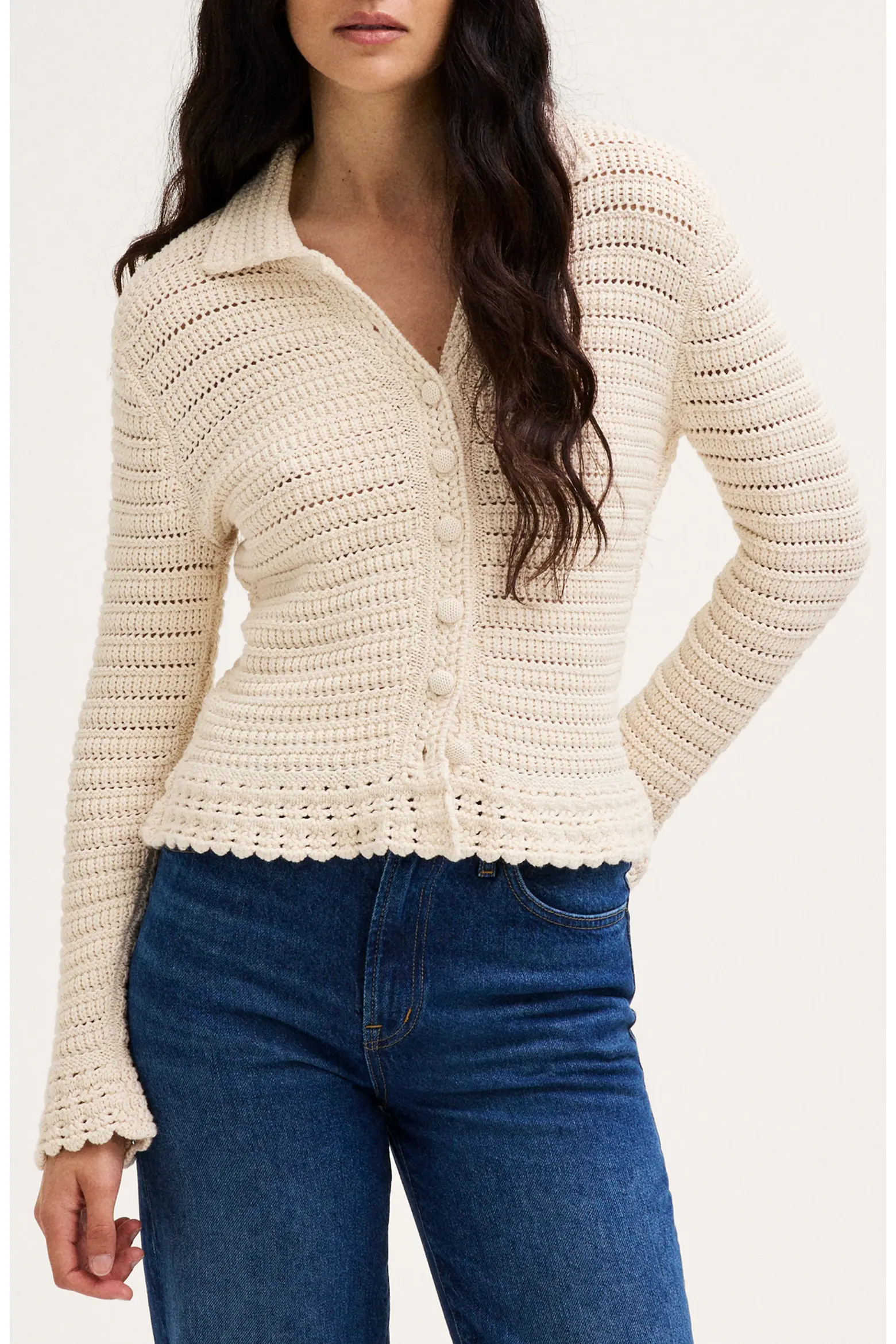 Madewell Pointelle Knit Peplum Cotton Cardigan (Women) | Nordstrom | Nordstrom