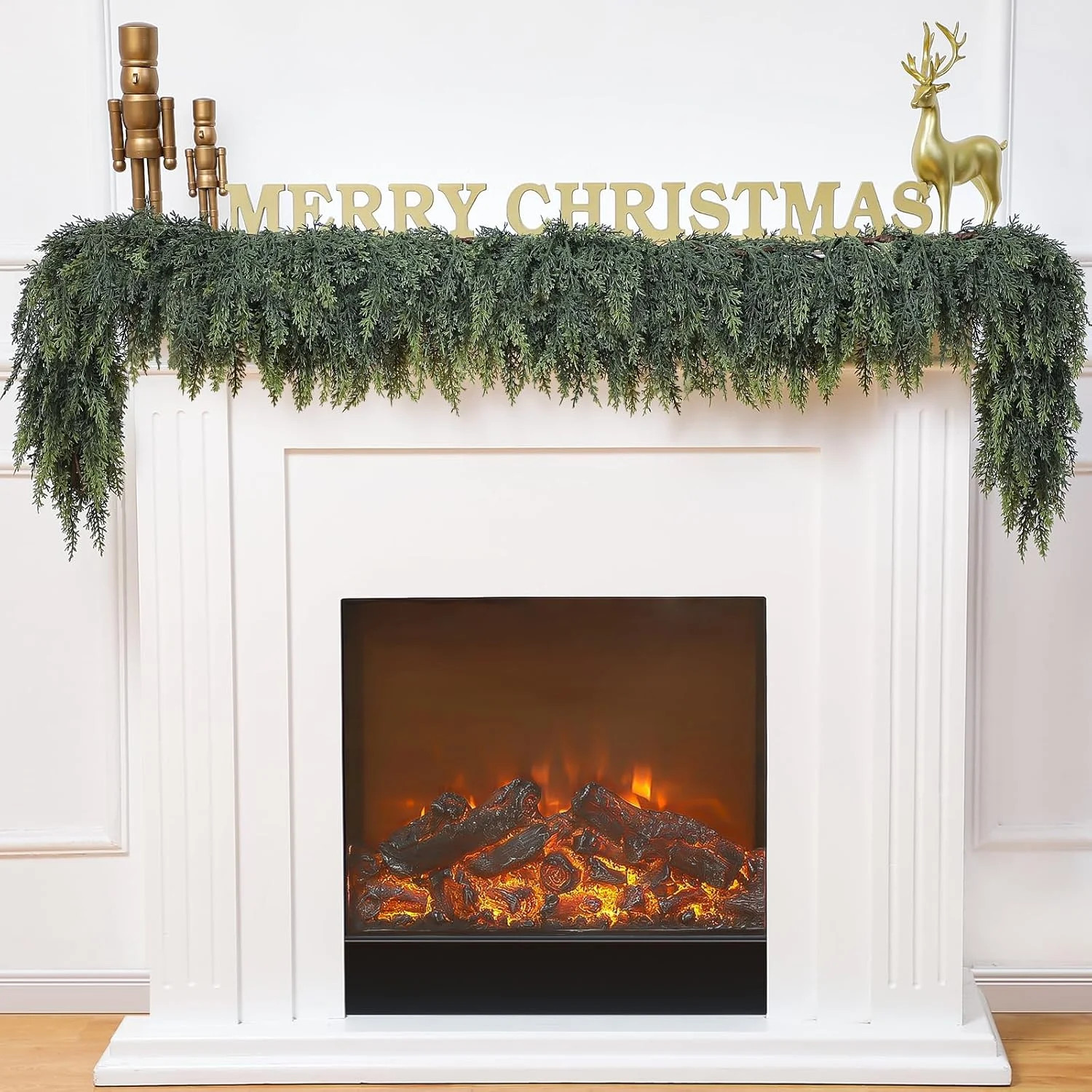 1 Pcs 6 Feet Christmas Cedar Garland Thick and Lush Realistic Artificial Cedar Garland Green Faux... | Walmart (US)