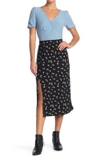 Side Slit Ribbed Midi Skirt | Nordstrom Rack