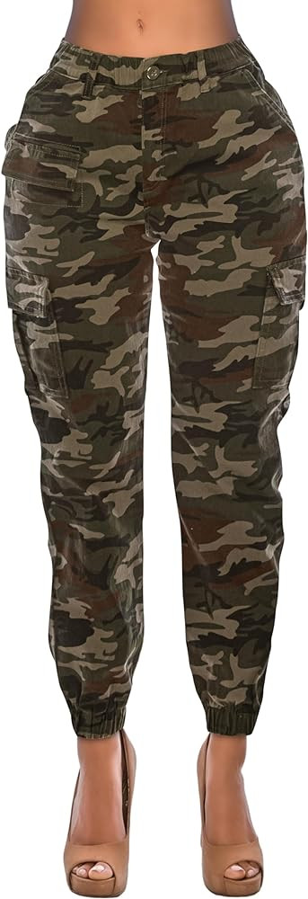 Double Denim January 5th Women's High Waist Cargo Jogger Pants Casual Elastic Waistband Tapered S... | Amazon (US)